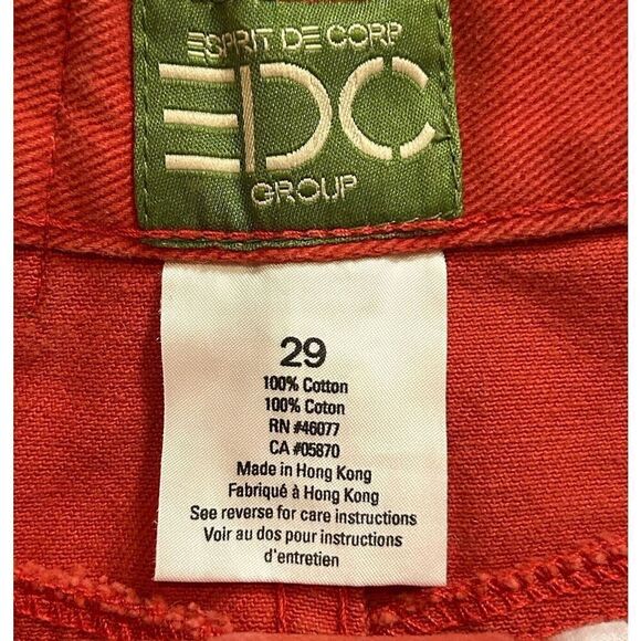 Espirit EDC Mini Twill Skirt Zipper Closure Orange 80s 90s Women's 29 Vintage - Picture 3 of 4